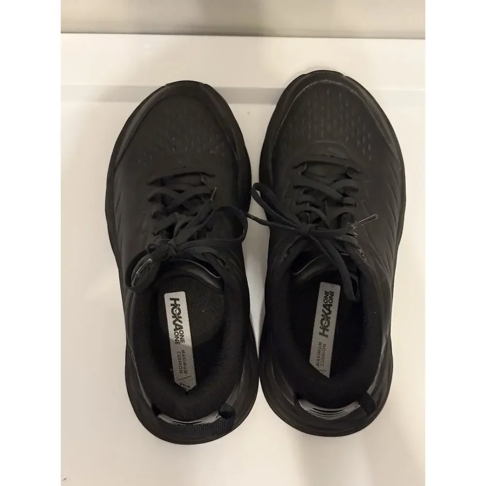 Hoka One One Bondi SR 1110521 BBLC Women's Size US 9 Black Leather Sneakers